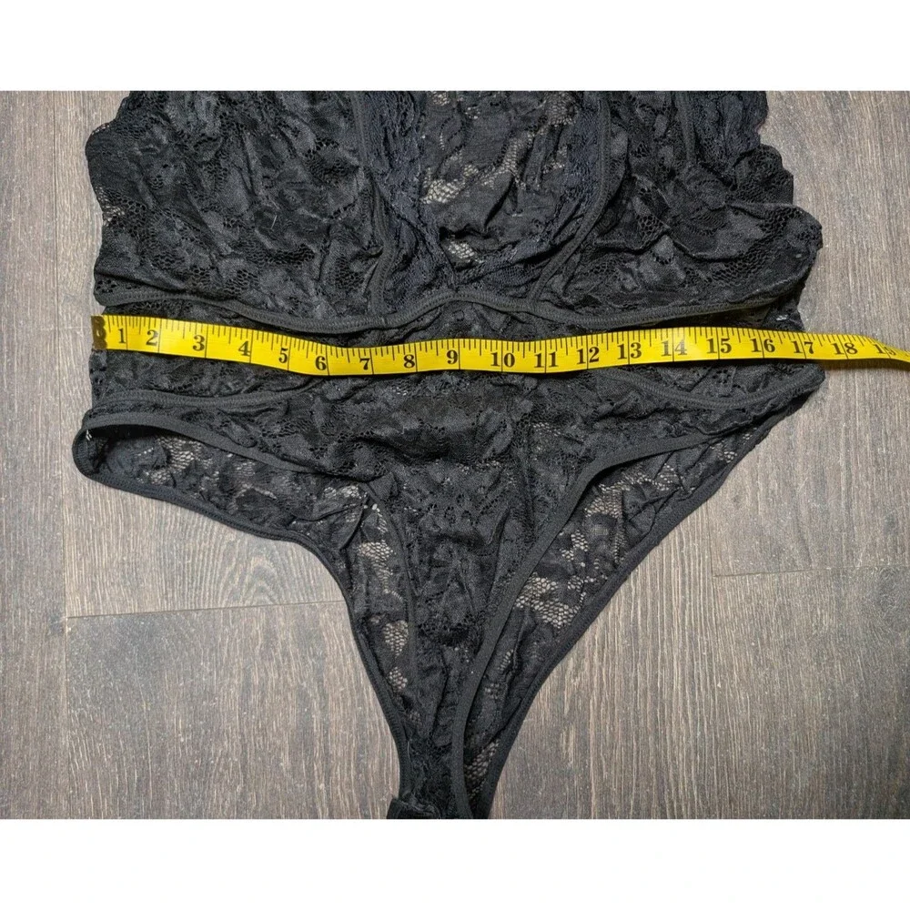 Women’s Black Lace Teddy Bodysuit One Piece Lingerie Halter Sheer (472)